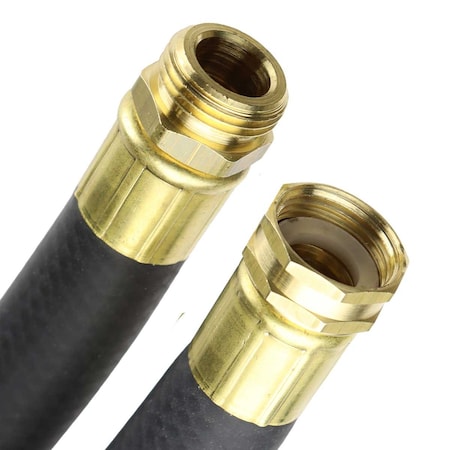 Gemplers 5/8 in ID x 100 ft L Water Hose, Rubber Tube, Black, Brass Fitting X237615